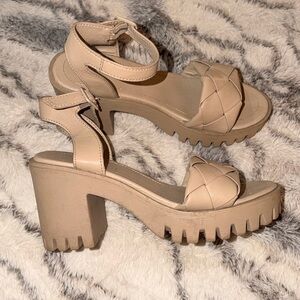 Madden Girl Nude Chunky Platform Heeled Sandals